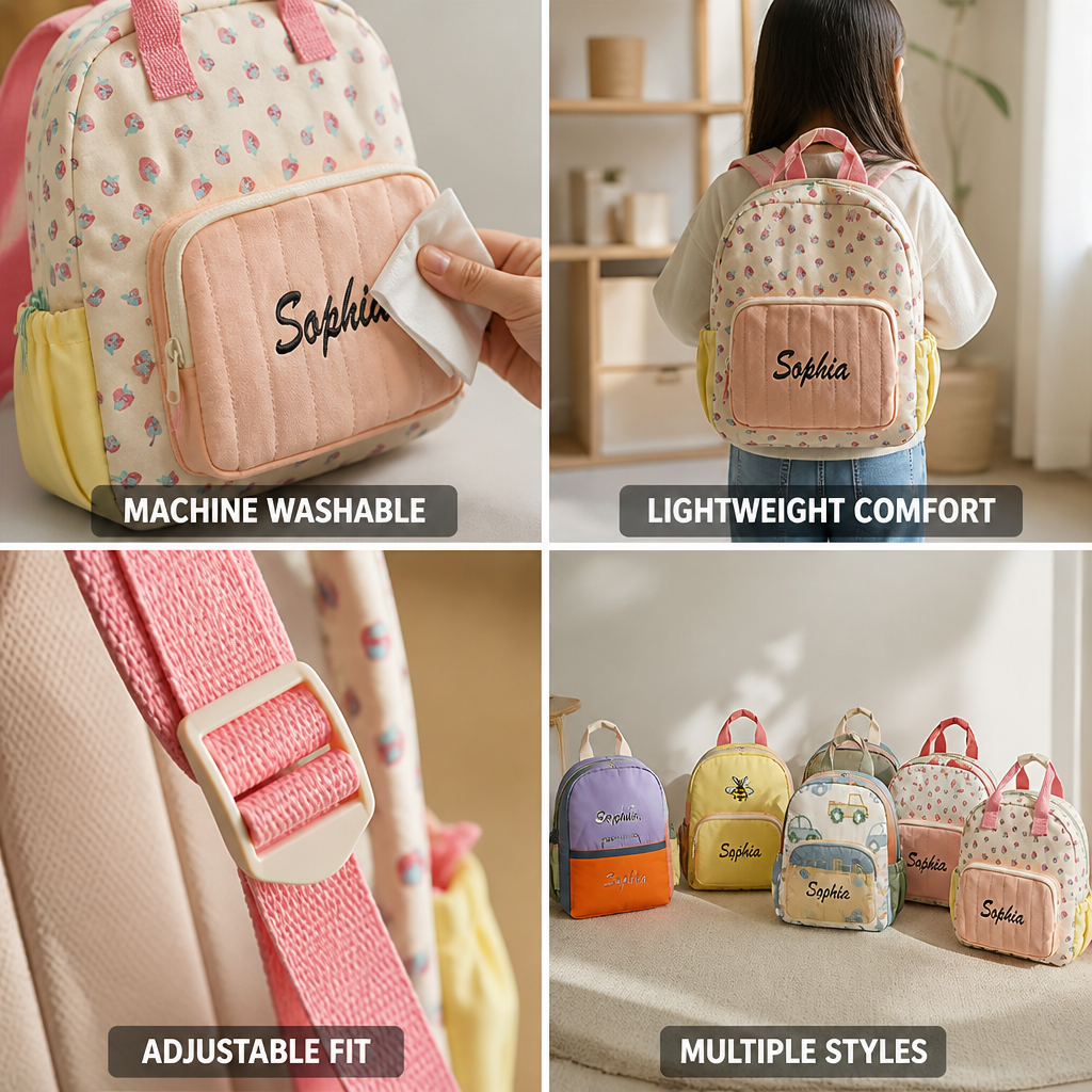 Lightweight Nylon Color-Block Kids Backpack