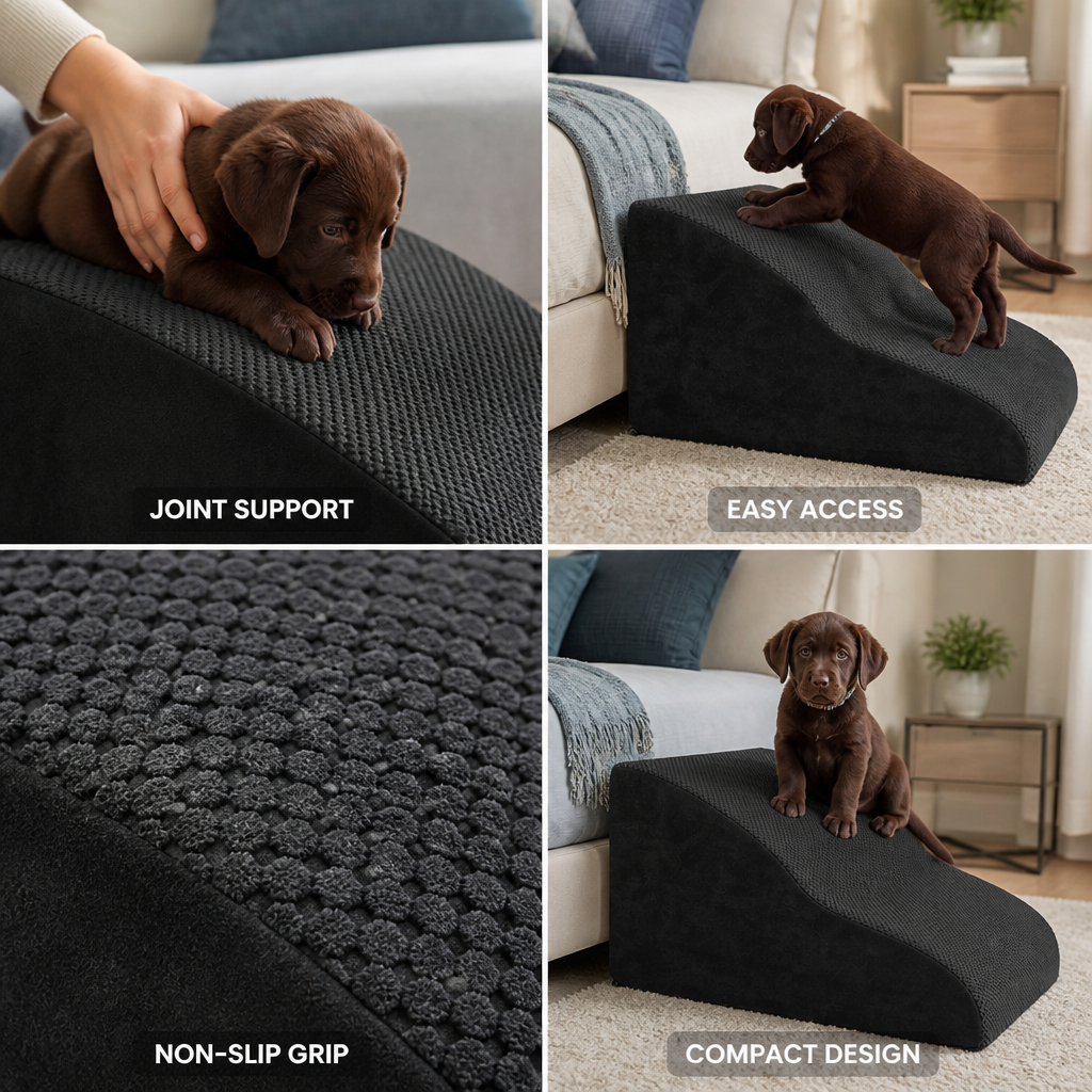 High-Density Foam & Non-Slip Pet Stairs (Two-Step)