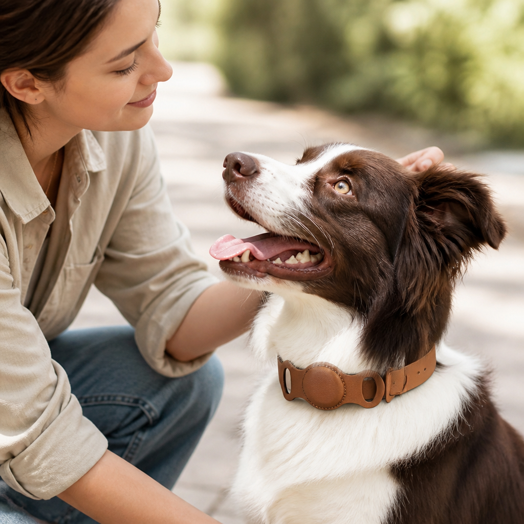 Wear-Resistant Leather AirTag-Accessible Dog Collar (Adjustable Fit)