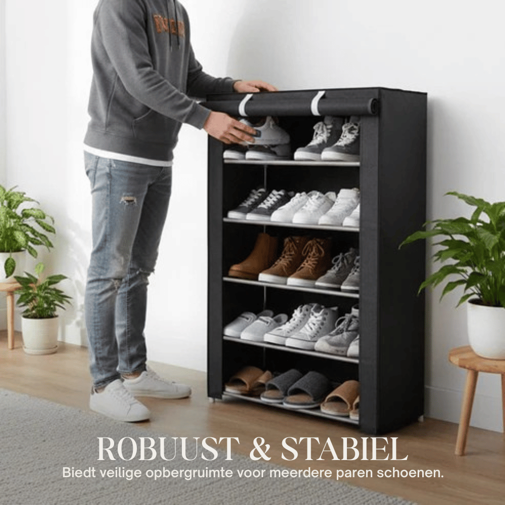 Shoe Storage Cabinet – 6 or 8 Shelf Design with Dust Cover