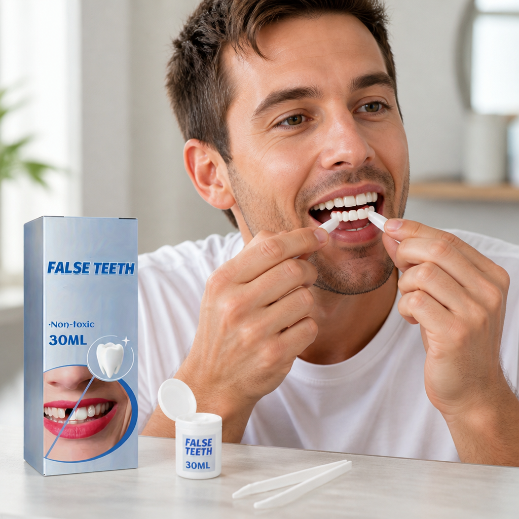 Adjustable Reusable DIY Fake Teeth Kit (Includes Adhesive & Tweezers)