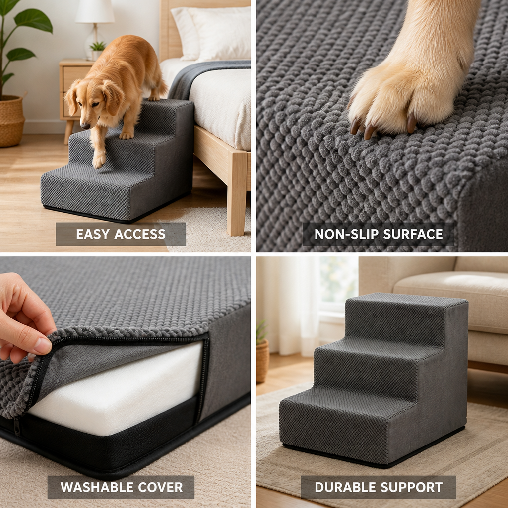 Non-Slip Washable Padded Dog & Cat Steps