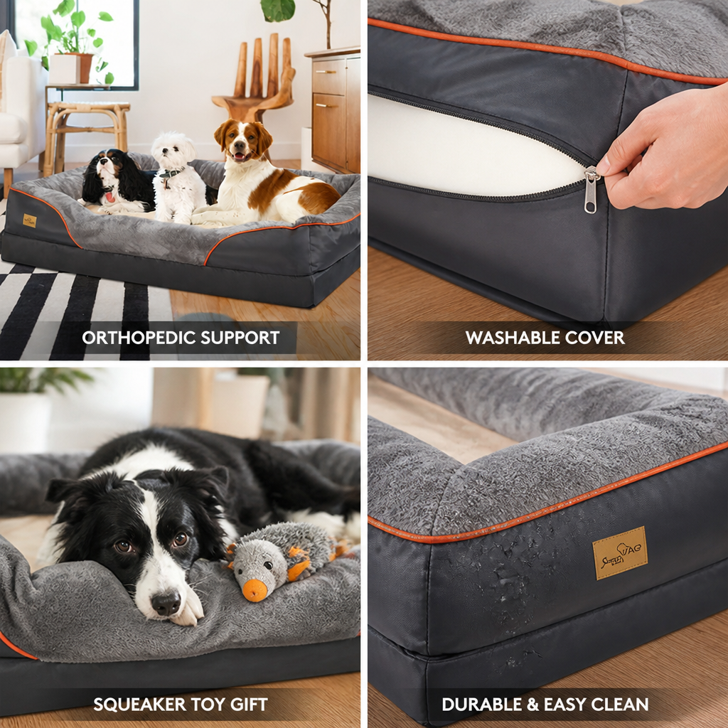 Extra-Large Orthopedic Foam Dog Bed (Washable Zipper Cover)