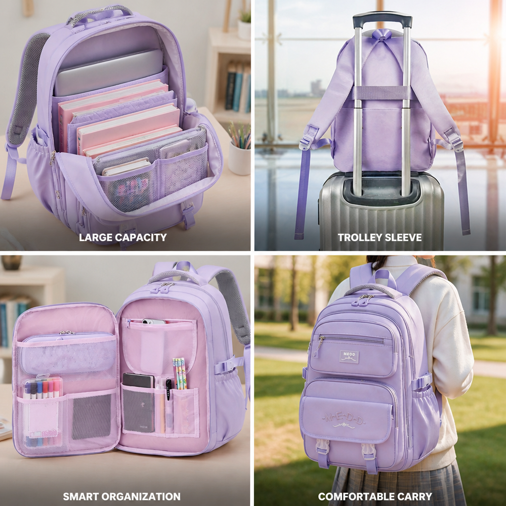 Large Capacity Laptop Backpack (Trolley Sleeve)