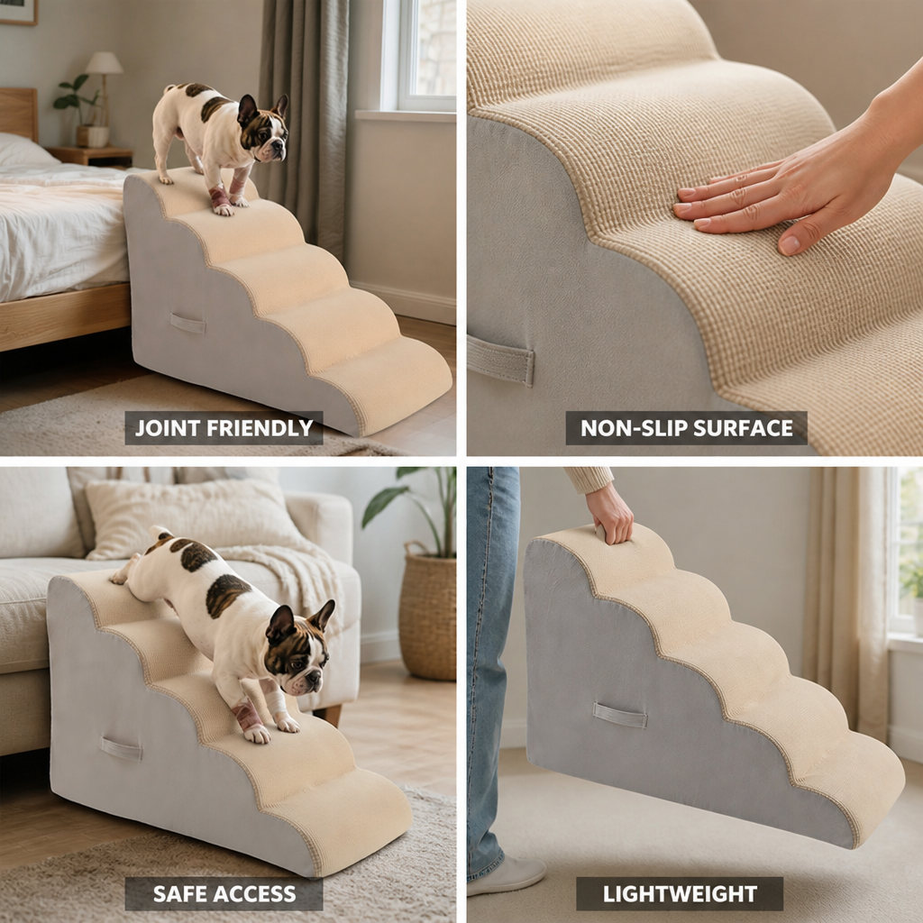 High-Density Foam Non-Slip Pet Stairs (For Dogs & Cats)