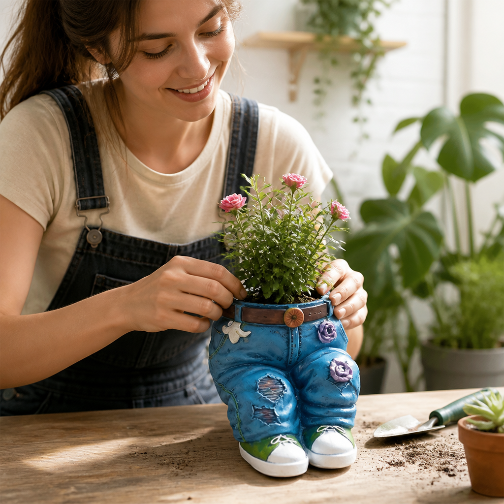 Weatherproof Resin 3D Jeans Planter