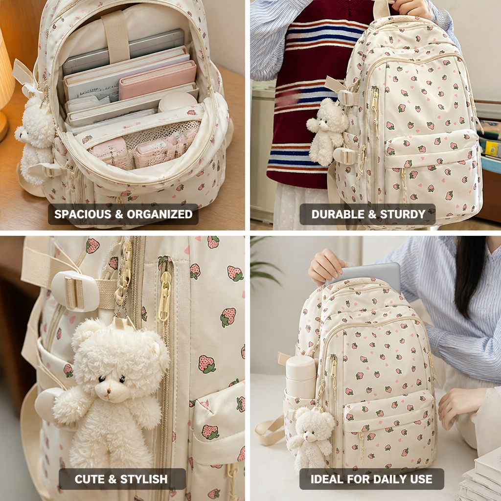 Floral Print Multi-Compartment Backpack