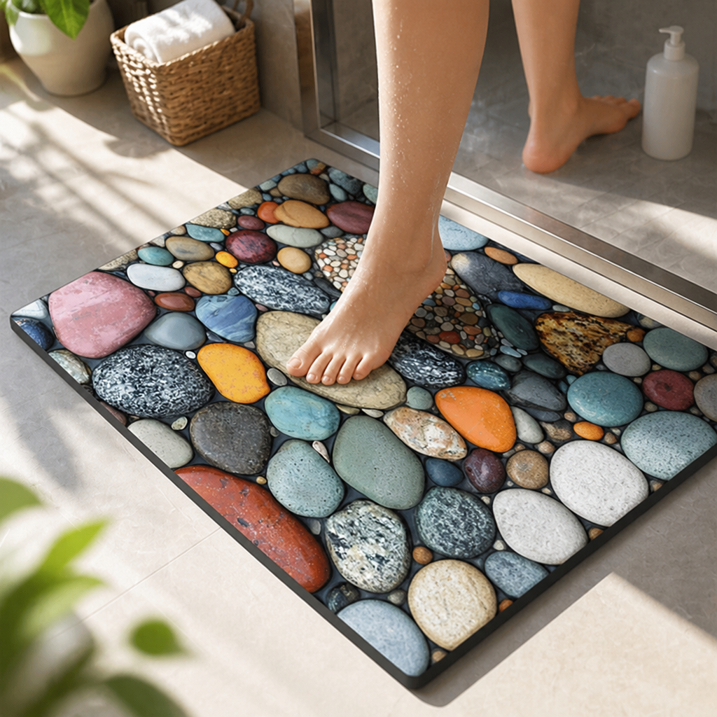 Quick-Dry Diatomaceous Earth Bath Mat (Non-Slip Rubber Base)