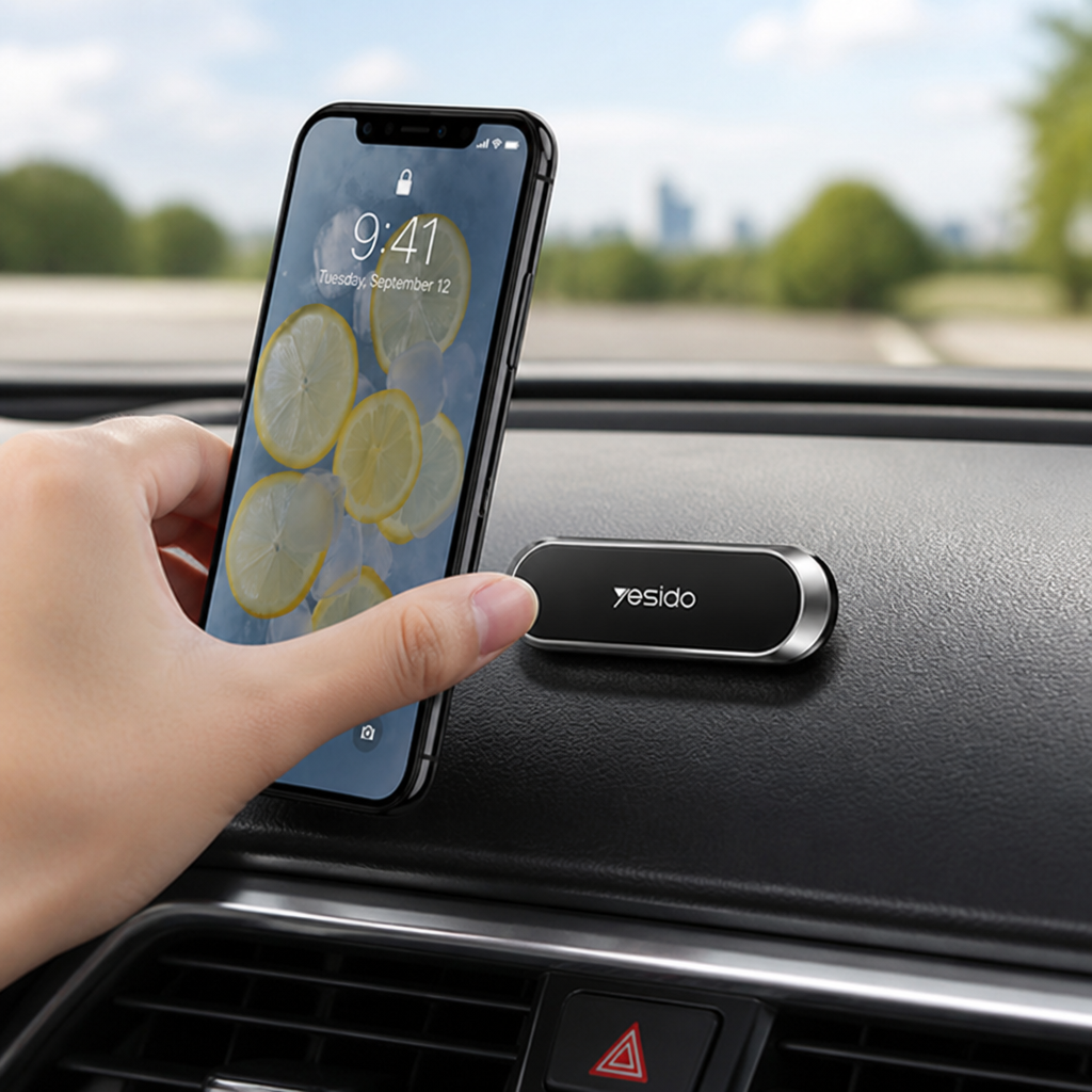 Strong 6 N50 Magnets Residue-Free Nano Adhesive Phone Mount (360° Swivel)