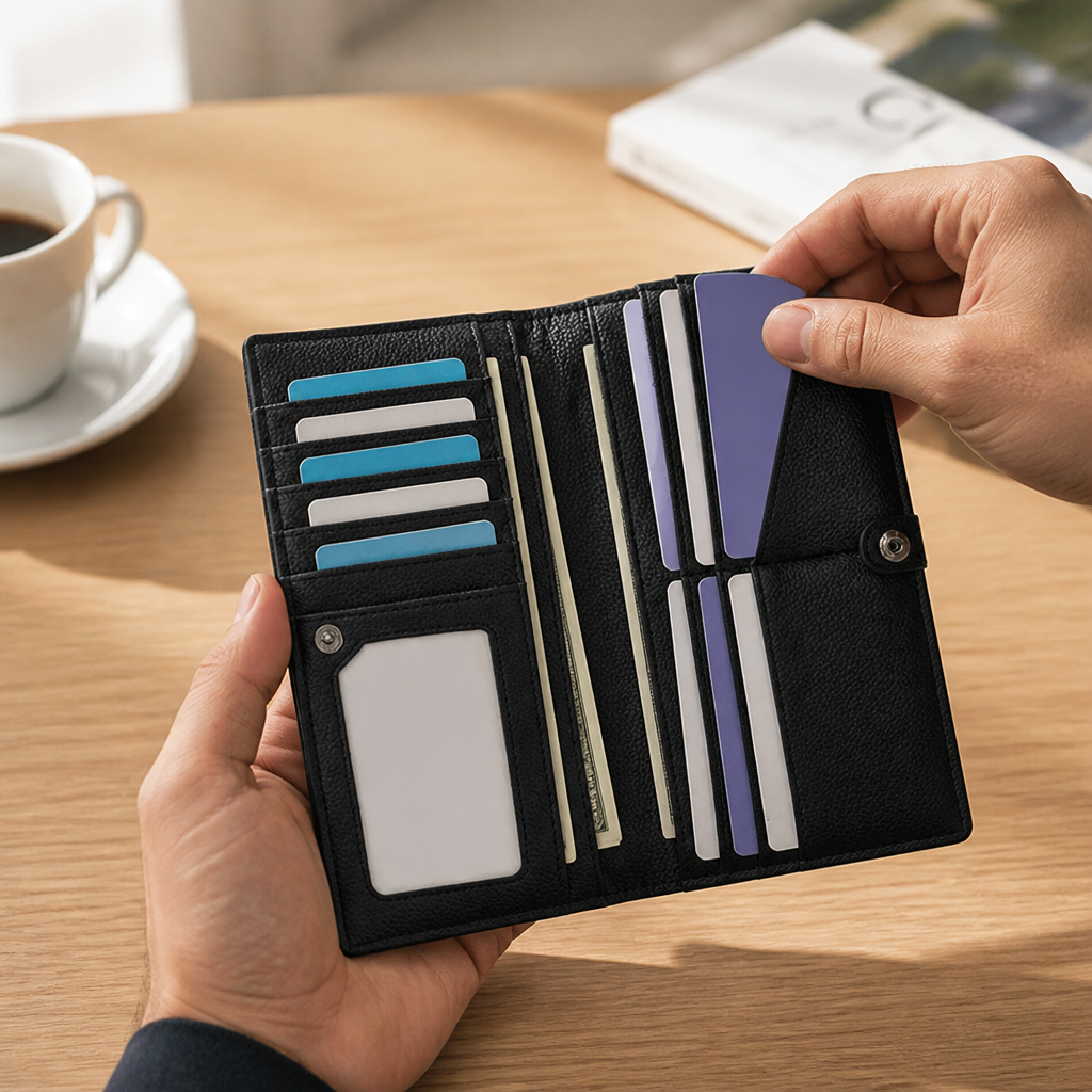 RFID-Blocking Ultra-Thin Leather Card Wallet