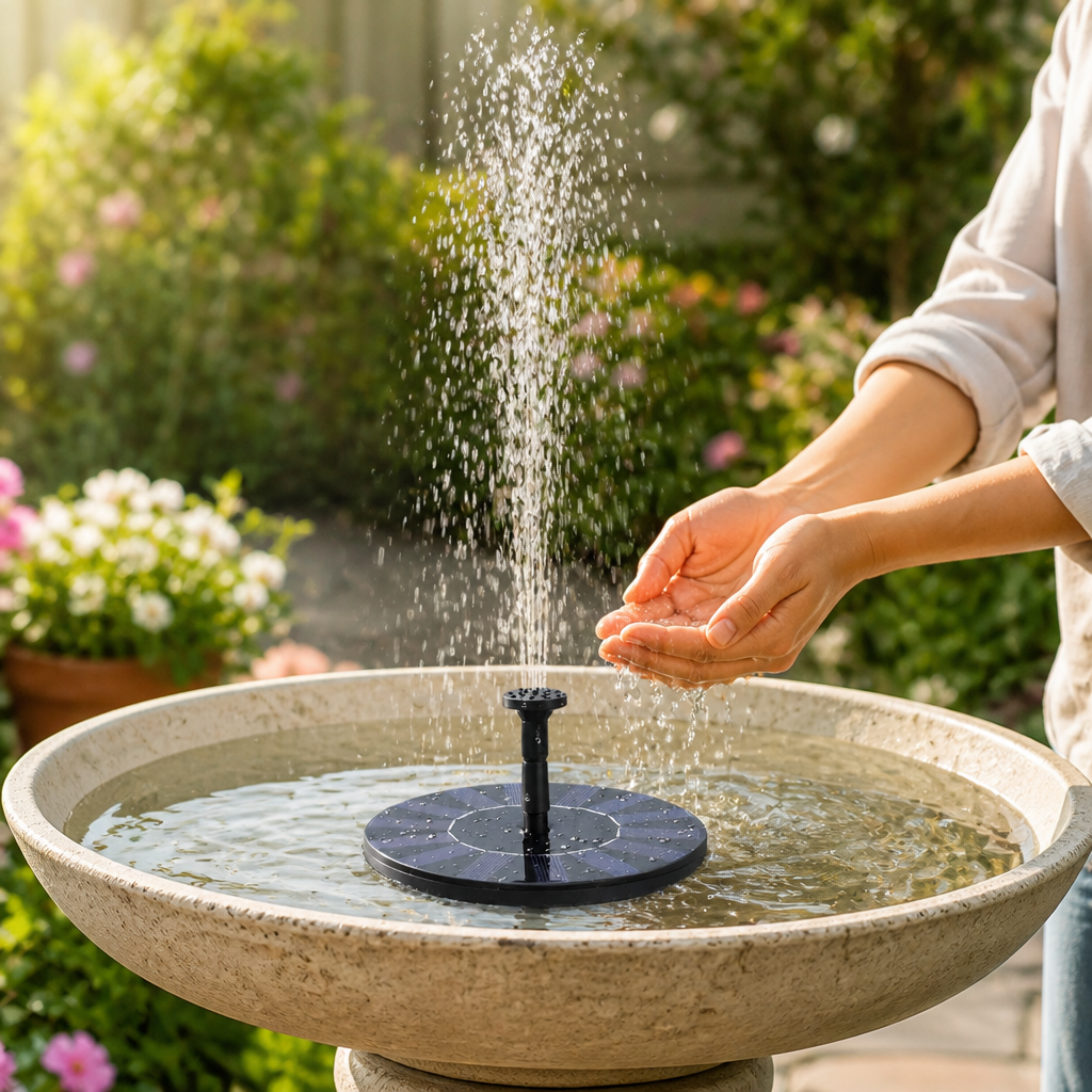 Solar-Powered Floating Fountain (6 Interchangeable Nozzles)