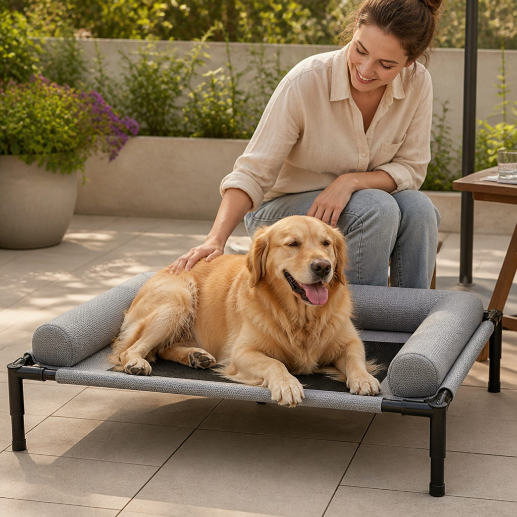 Elevated Ventilated Steel-Frame Dog Bed (Outdoor)