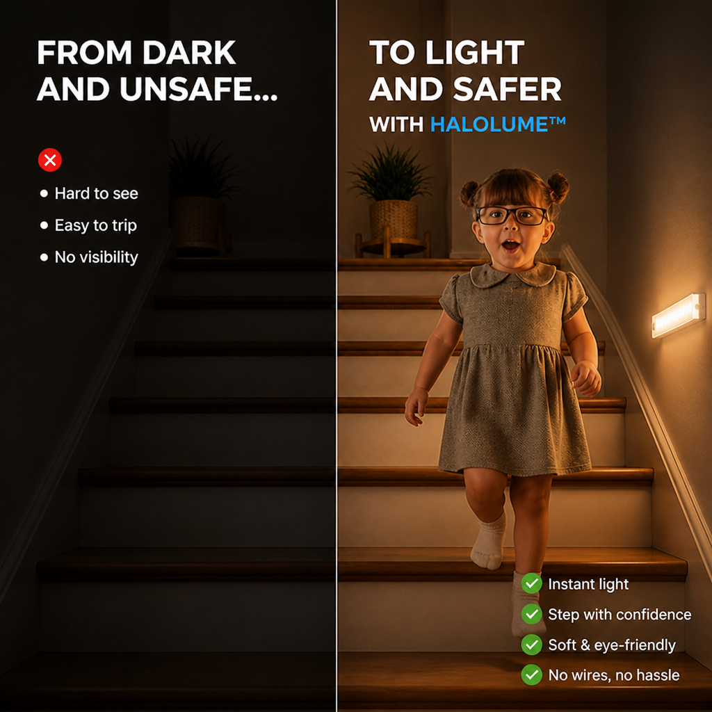 HaloLume™ — Glide Through Darkness with Soothing, Hands-Free Safety Light
