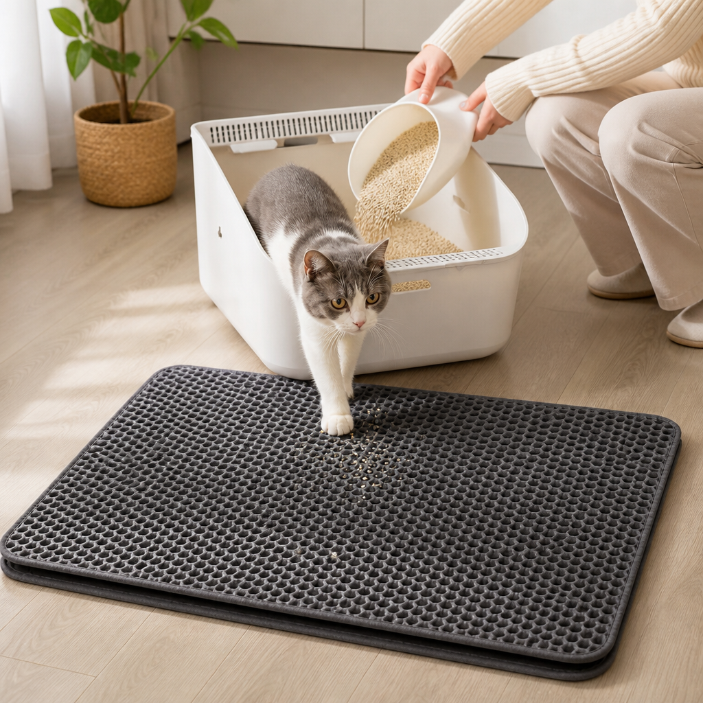 Dual-Layer Waterproof & Non-Slip Cat Litter Mat