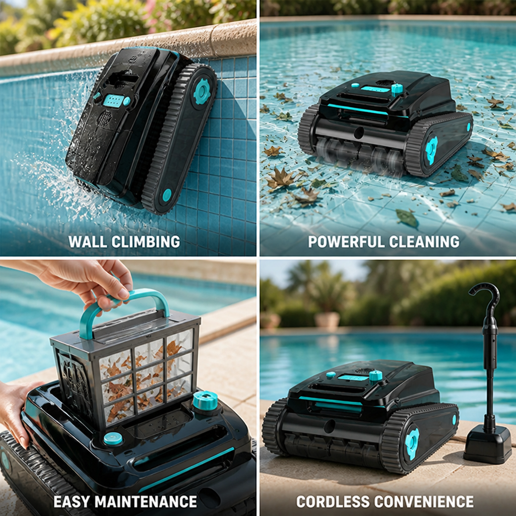 Cordless Dual-Pump Wall-Climbing Robotic Pool Cleaner