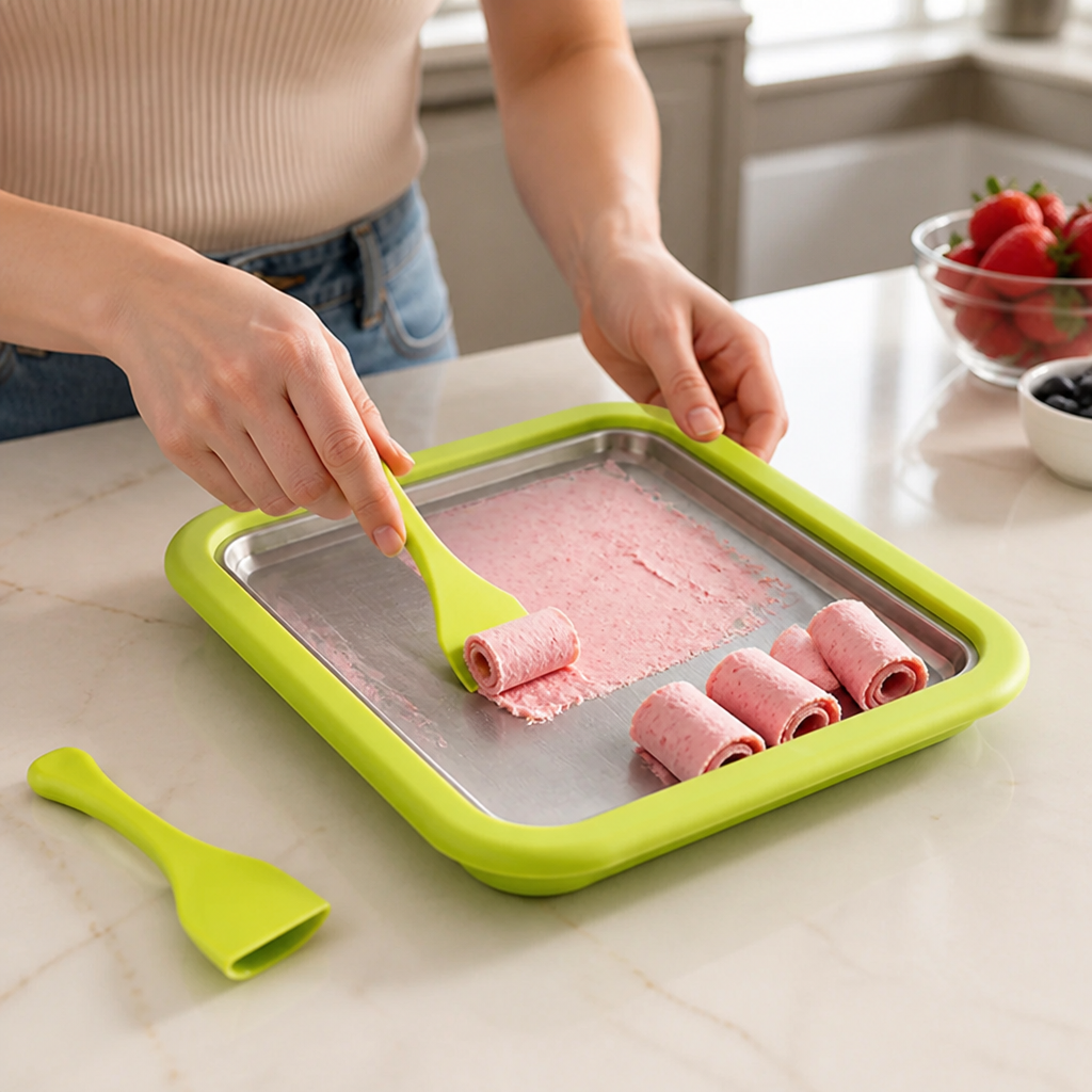 Manual Stainless Steel Mini Ice Cream Roll Maker