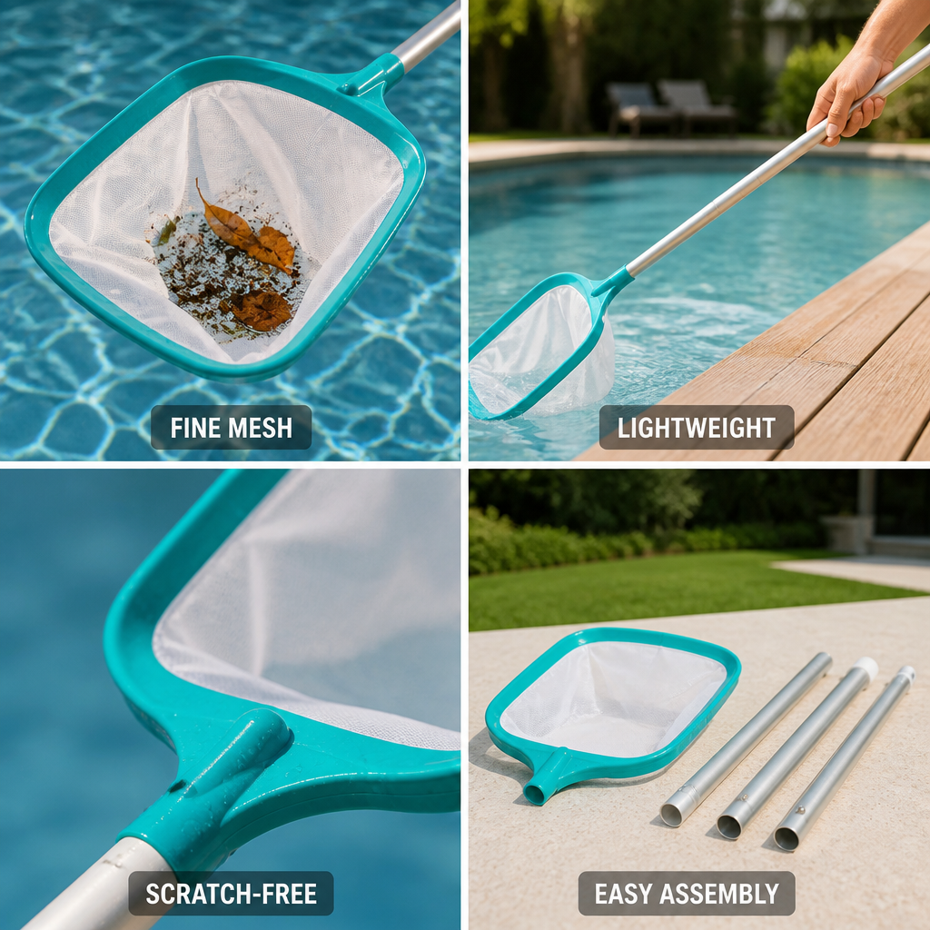 Telescoping Aluminum Fine-Mesh Pool Skimmer Net