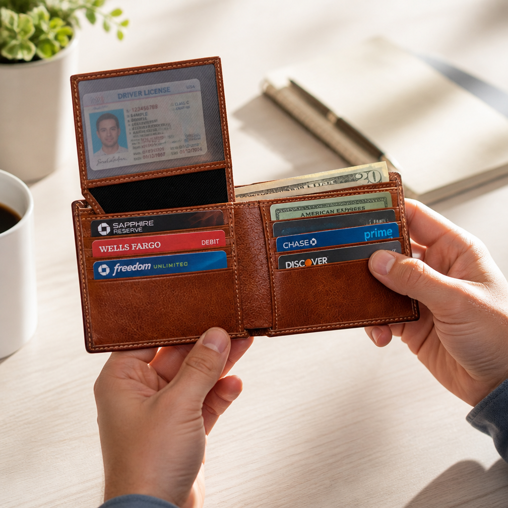 Top-Grain Leather RFID-Blocking Slim Bifold Wallet