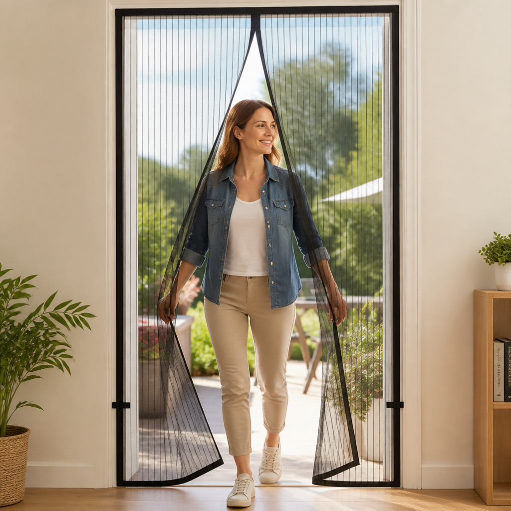 Automatic Magnetic Fly Screen Door (No-Drill Installation)