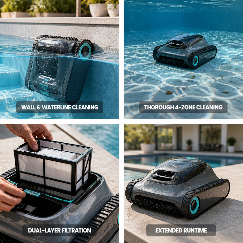 Refurbished 4-Zone Smart Navigation & Dual Filtration Robotic Pool Cleaner