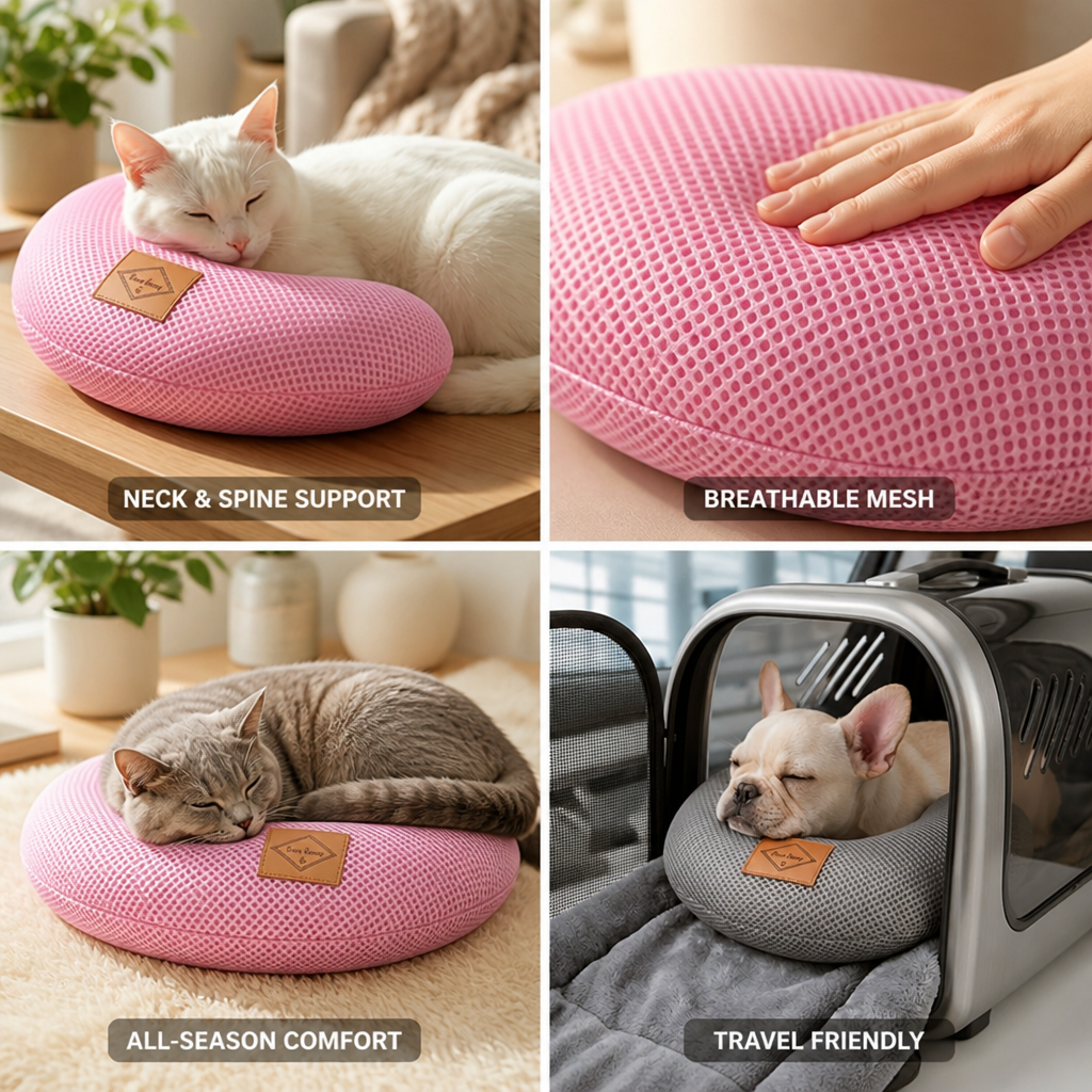 Breathable Neck & Spine Support U-Shaped Pet Pillow (Small Pets)