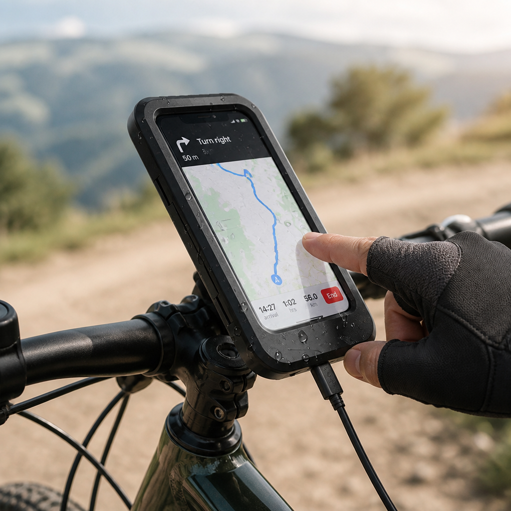 Waterproof 5000mAh Handlebar Phone Mount (15W Charging)