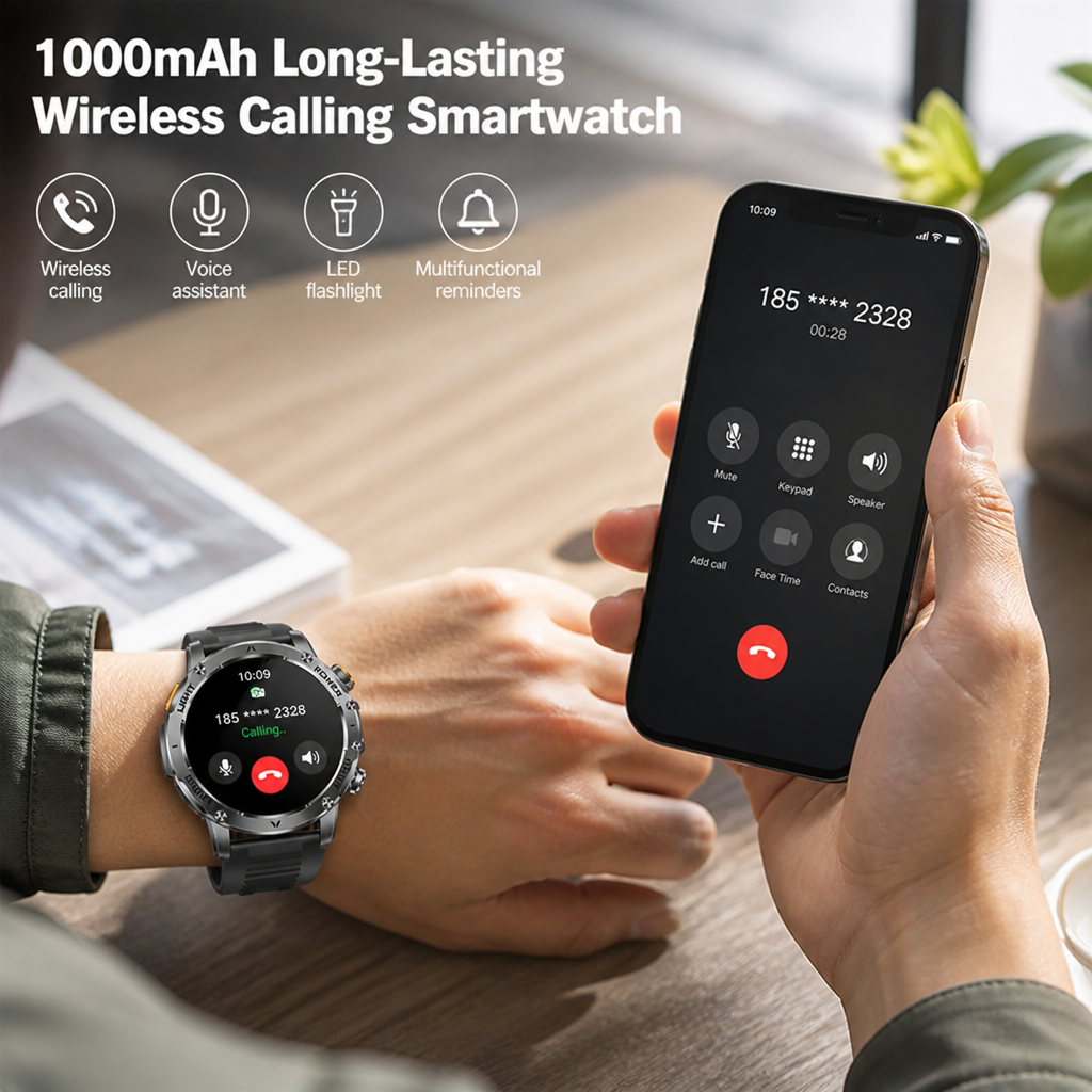 1000mAh Long-Lasting Wireless Calling Smartwatch