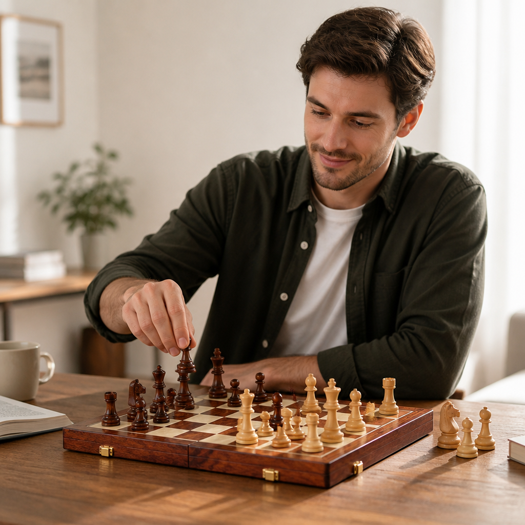Solid Wood Foldable & Portable Chess Set (Includes Extra Queens)