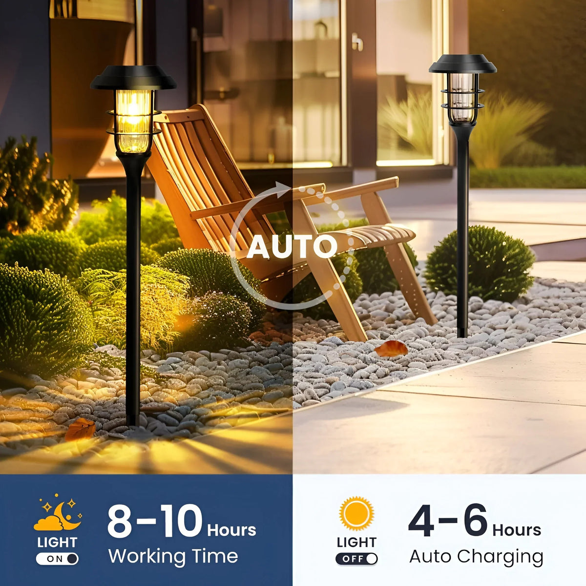 Outdoor Garden Stake Set - 6 Solar LED Pathway Lights, Waterproof