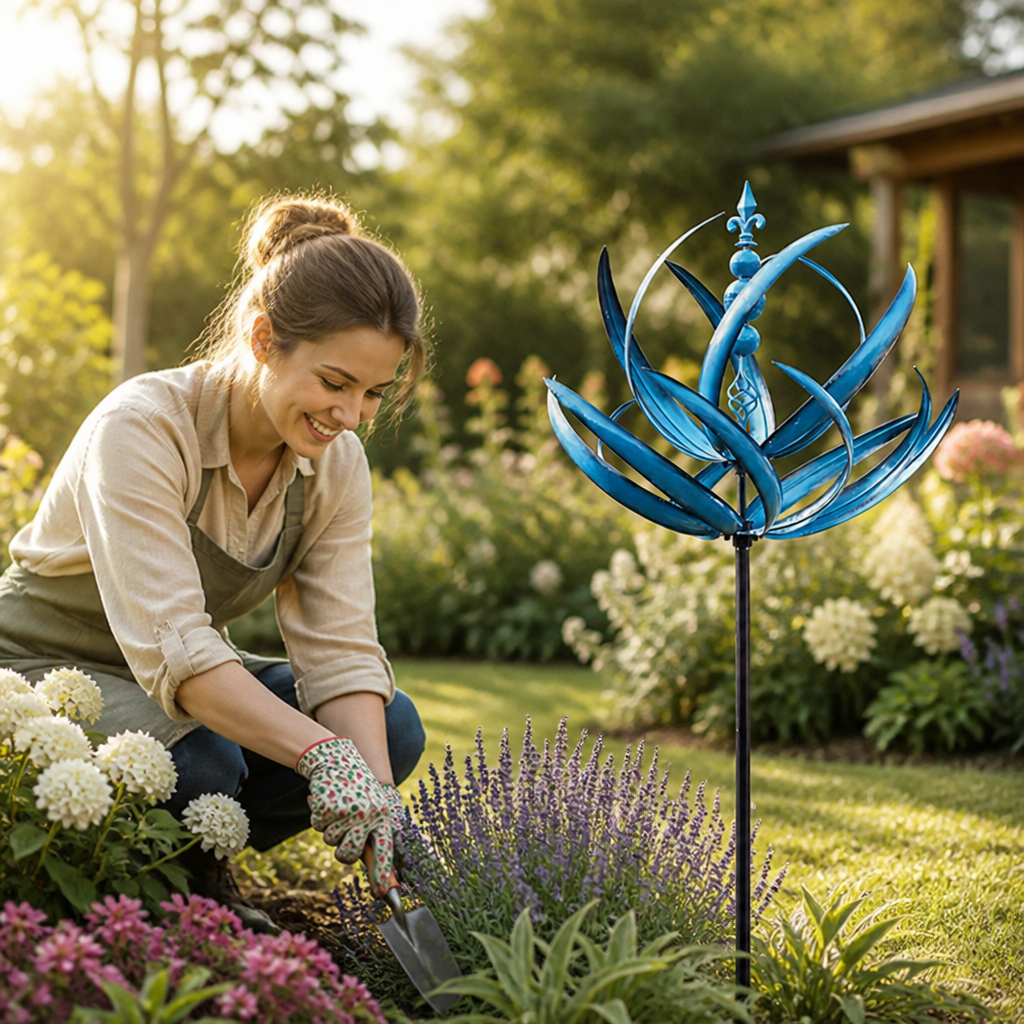 Rust-Resistant Dual-Direction Lotus Wind Spinner