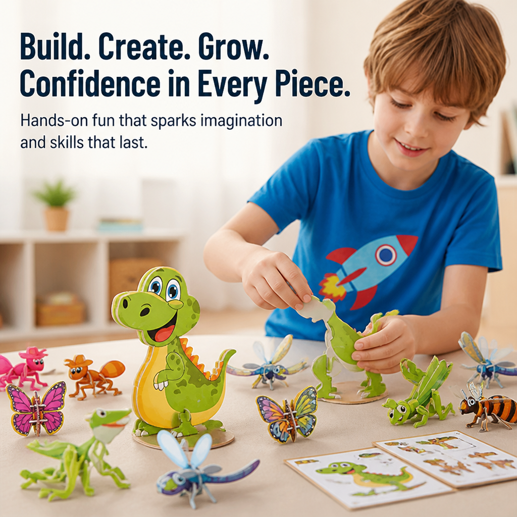 PixiMinds™ 3D Puzzle Set — Ignite Creativity and Confidence with Every Piece
