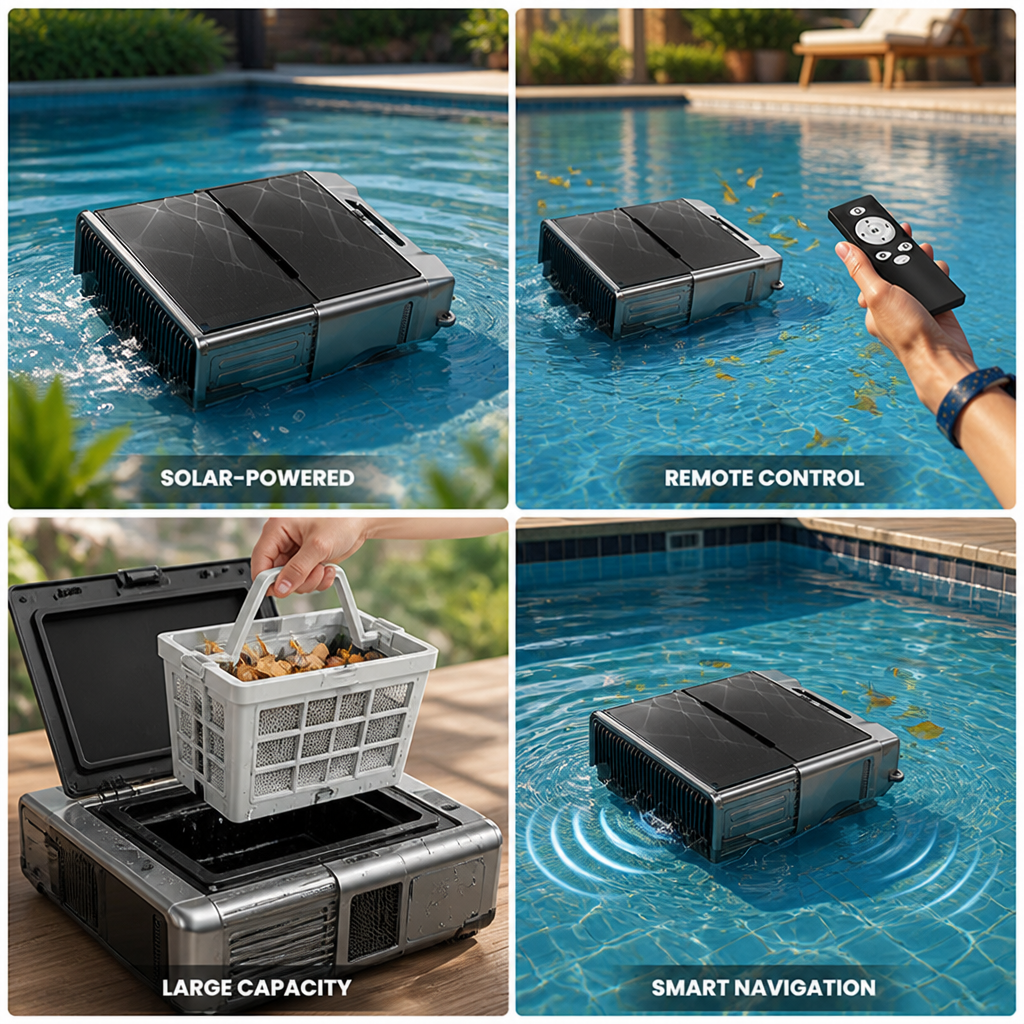 Solar-Powered Remote-Control Robotic Pool Skimmer