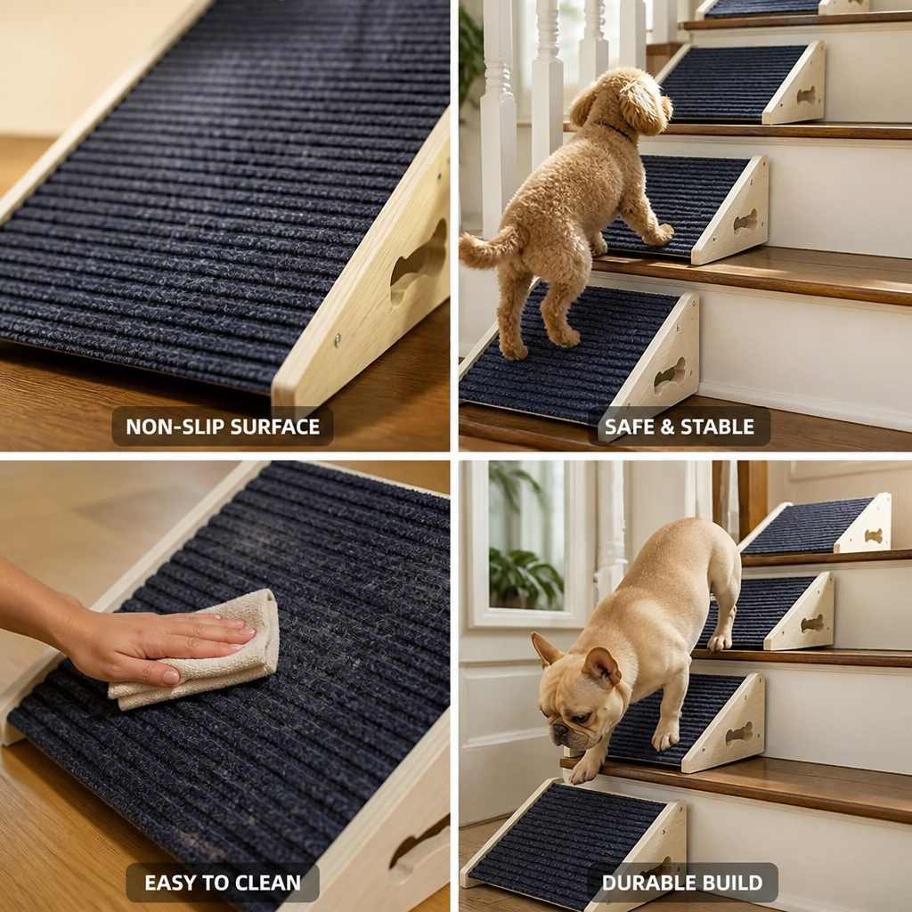 Non-Slip & Scratch-Resistant Wood Dog Ramp (Indoor/Outdoor)