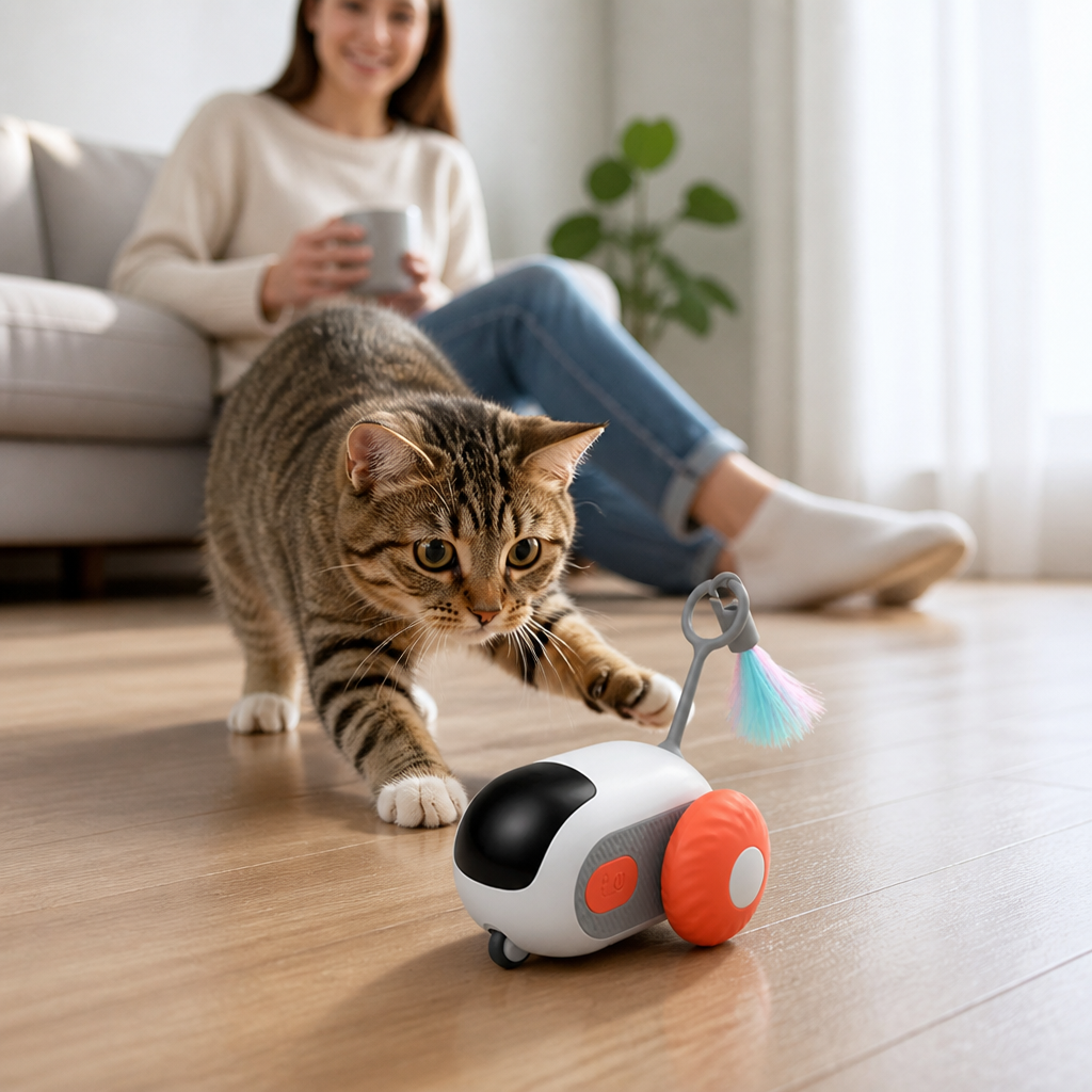 Self-Activated USB-C Rechargeable Motorized Cat Chase Toy