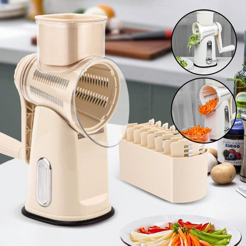 Multi-Blade Food Shredder - Rotary Grater for Cheese and Vegetables