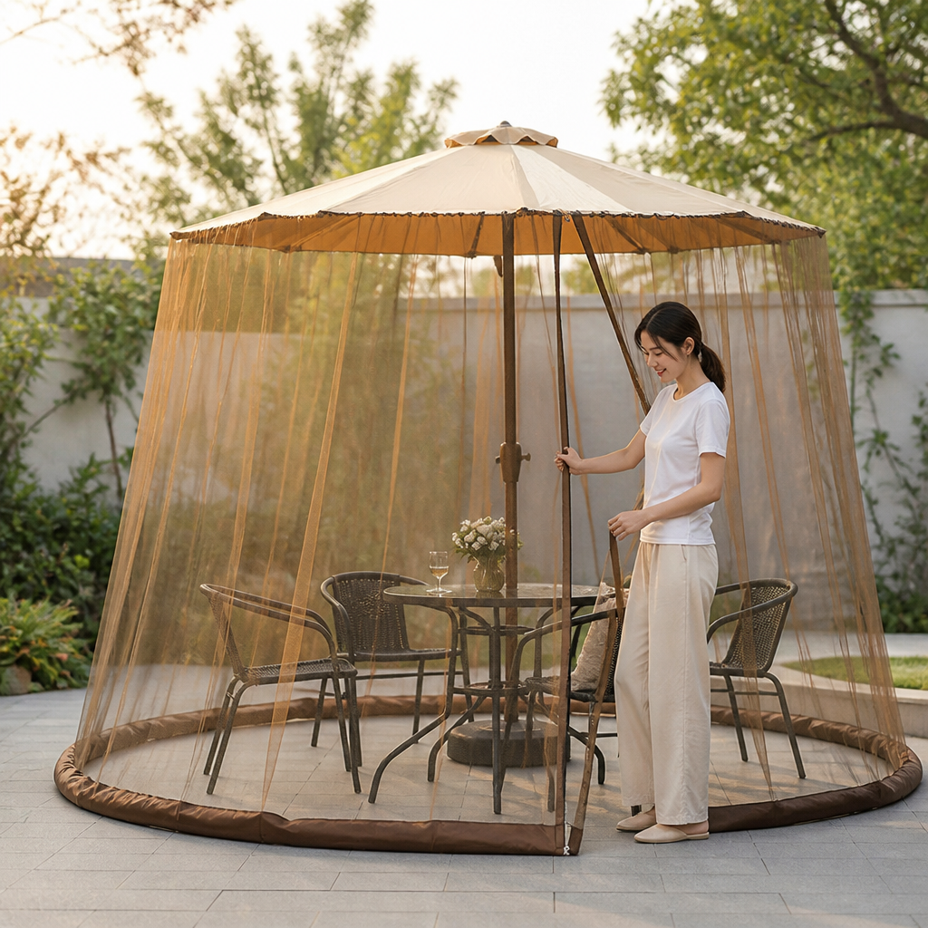 Fine Mesh & Water-Fillable Ring Umbrella Mosquito Net (Fits Up To 240 cm)