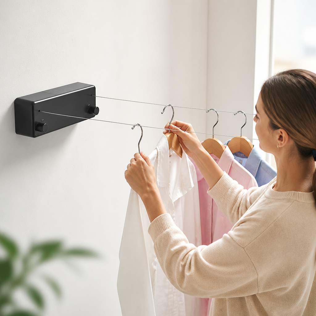 Invisible Retractable Stainless Steel Clothesline (Dual Line)
