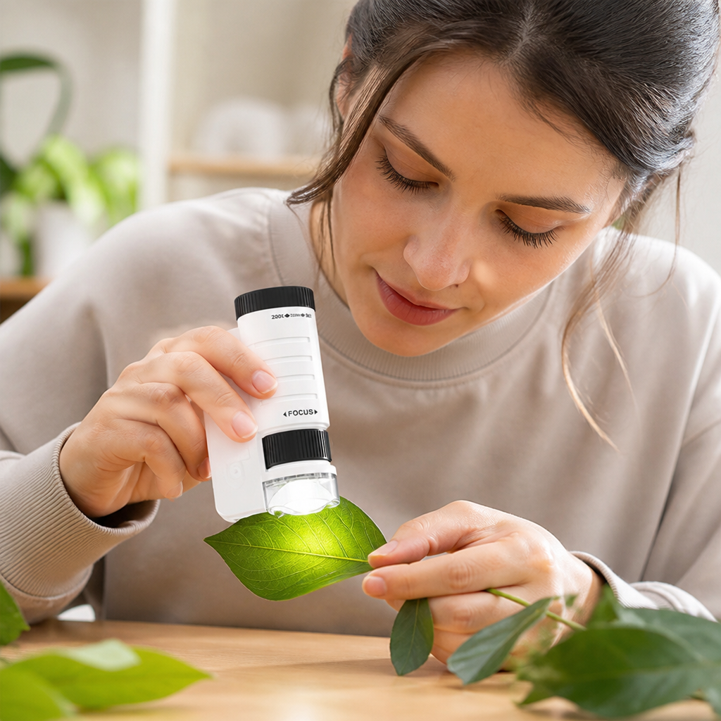 200x Magnification Built-In LED Handheld Microscope (For Kids)