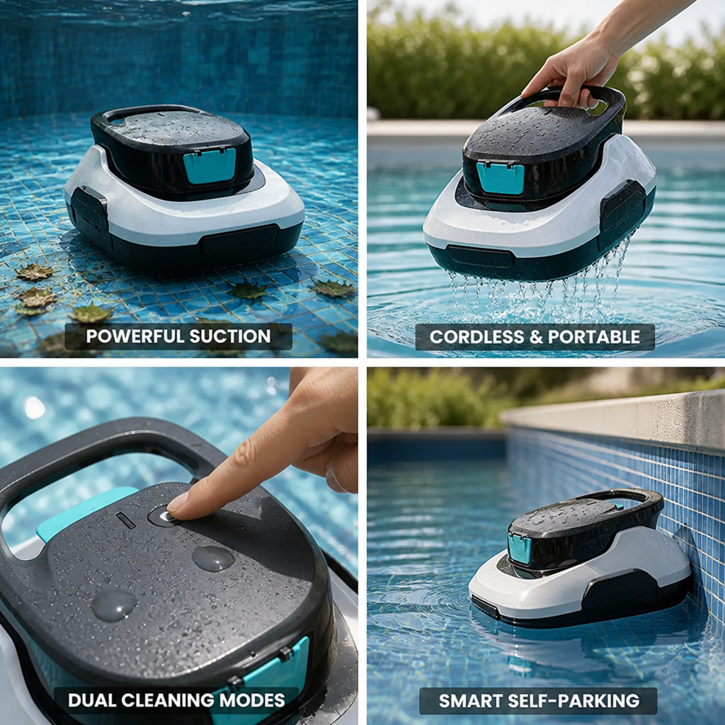 Cordless 1820 GPH Robotic Pool Cleaner (100-Min Runtime)