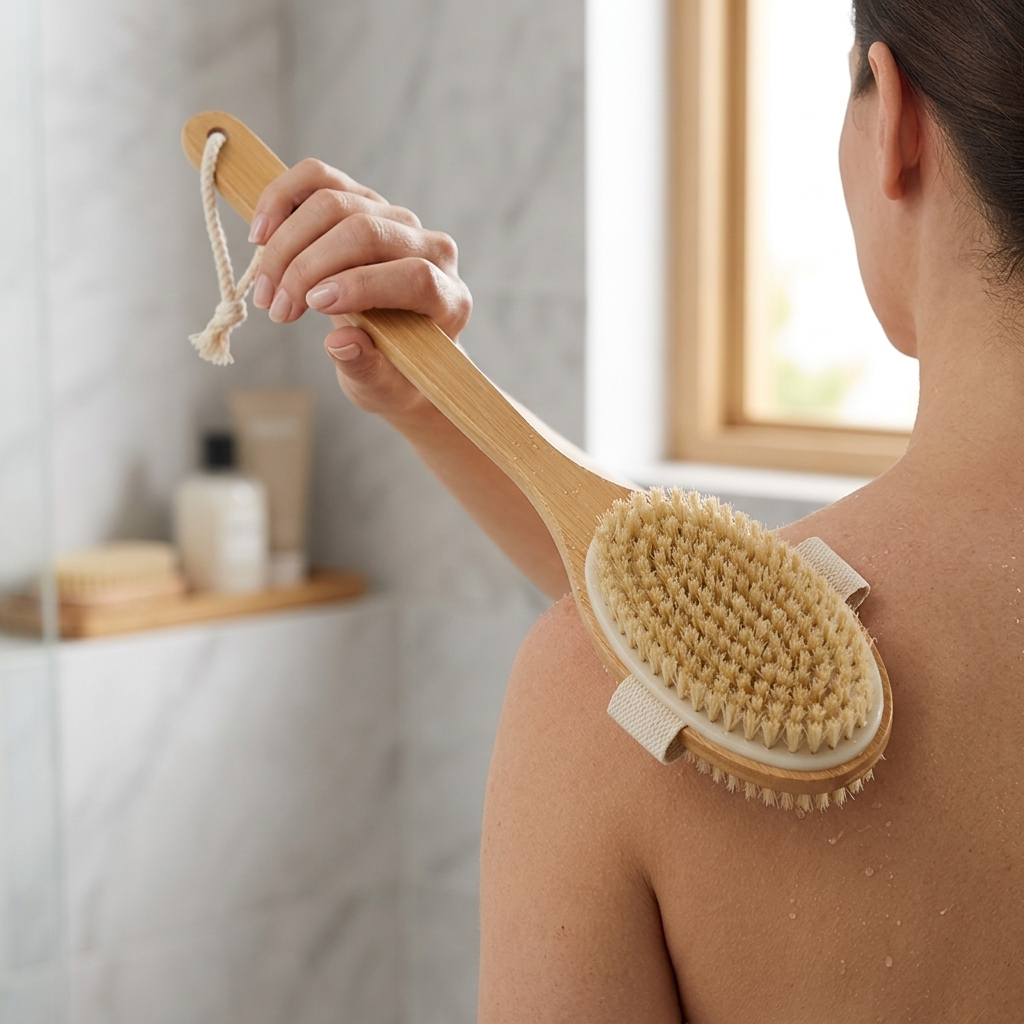 Natural Boar Bristles & Long Wooden Handle Back Scrub Brush