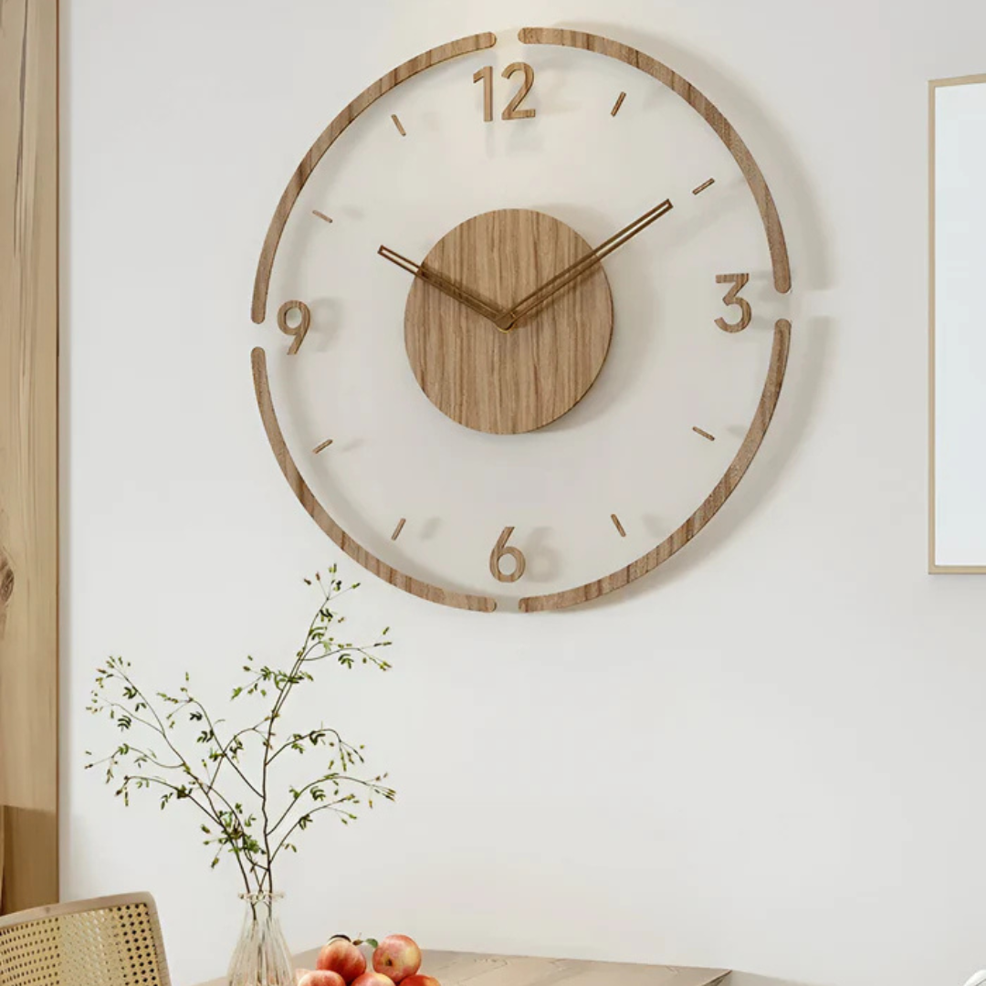 Modern Wall Clock Ø30 cm - Silent Acrylic and Wood Design for Home or Office