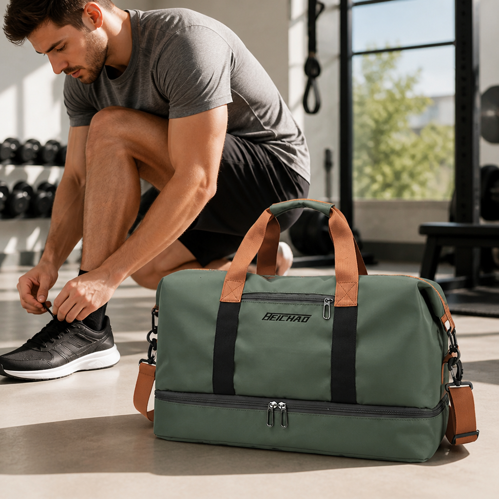 Waterproof Nylon Duffel Bag (Shoe Compartment & Dry-Wet Separation)