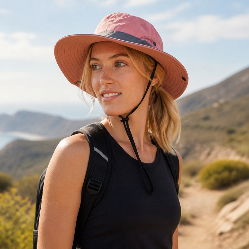 UPF 50 Breathable Foldable Sun Hat (Ponytail Hole & Chin Strap)