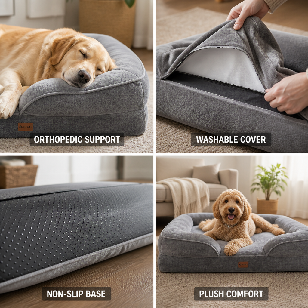 Orthopedic Plush Washable & Non-Slip Dog Bed