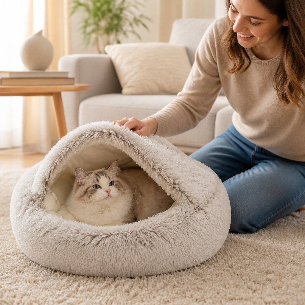 Joint-Relief Plush Non-Slip Pet Cave Bed