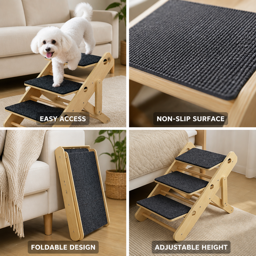 Adjustable Non-Slip Carpet Pet Ramp (Foldable)