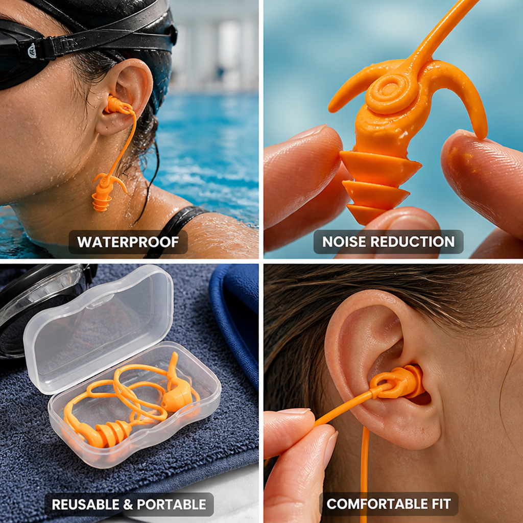 Waterproof Noise-Reducing Silicone Swimming Ear Plugs