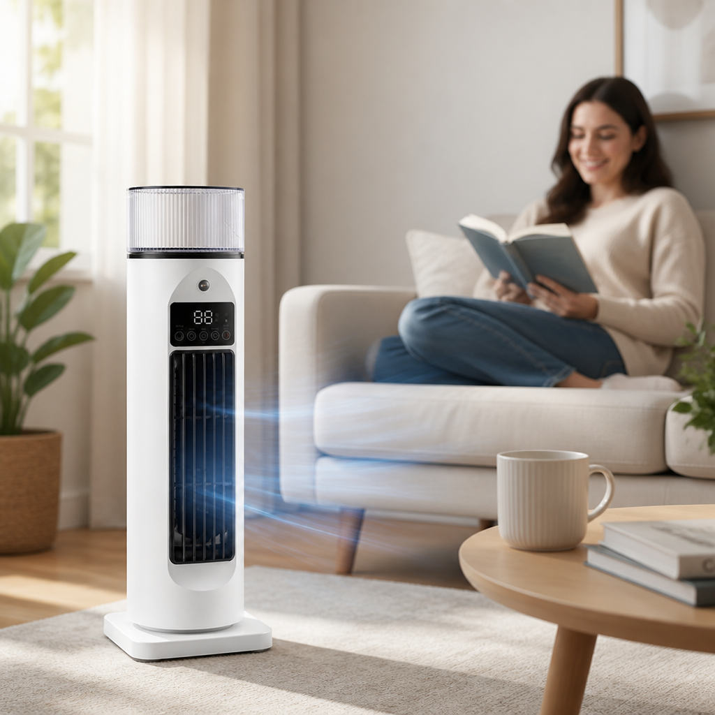 Portable 4-in-1 Remote-Control & Timer Room Cooler