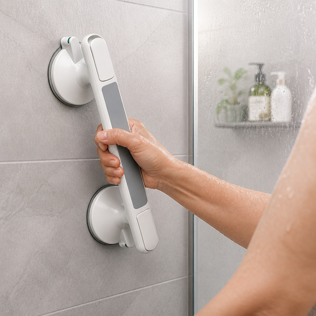 Locking Suction & Textured Non-Slip Grab Handle (No-Drill)