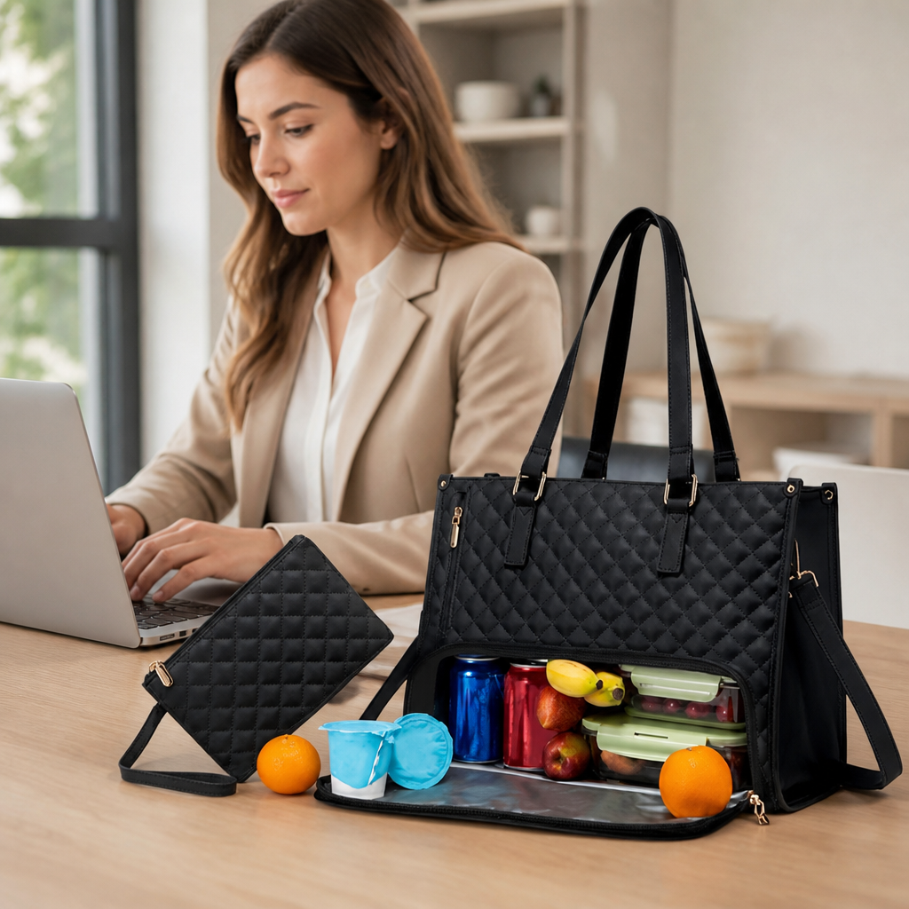 Insulated Leakproof Dual-Compartment Lunch & Laptop Tote
